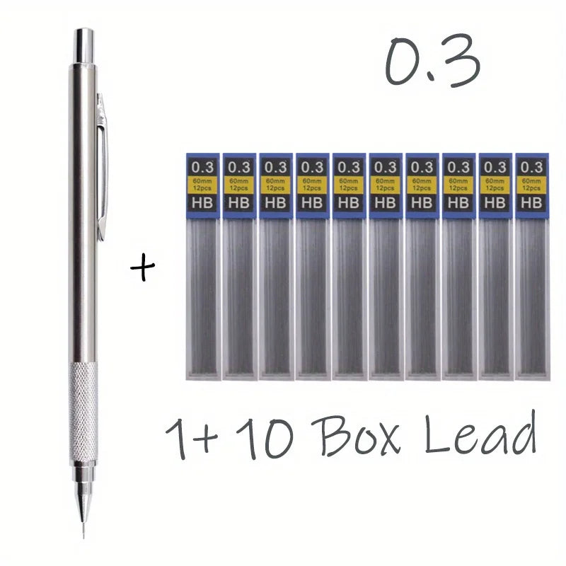 Mechanical pencil with lead refills on a white background