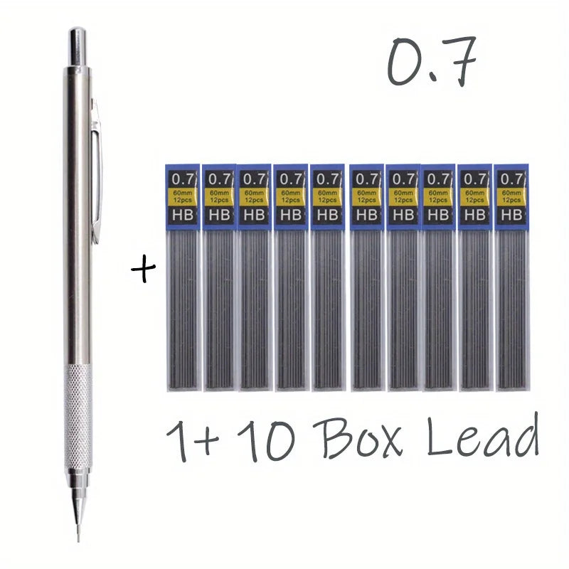 Mechanical pencil with lead refills on a white background