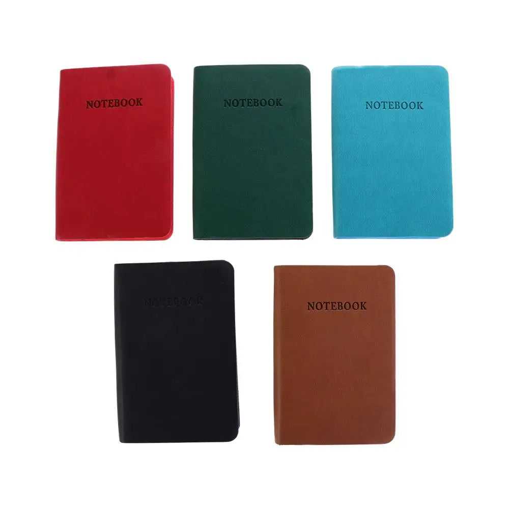 Five notebooks in different colors on a white background