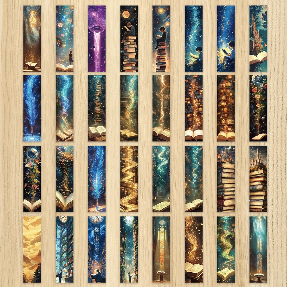 Decorative wall art with book-themed designs on a wooden panel background