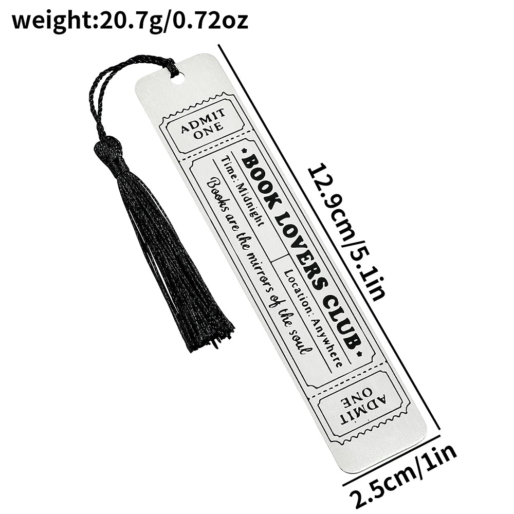 Bookmark with tassel and measurement details on a white background