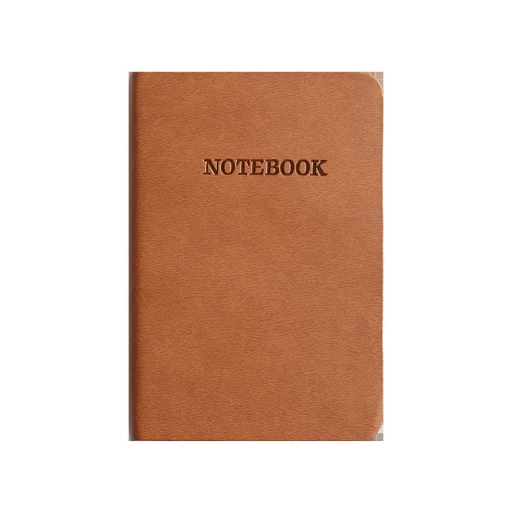 Brown notebook with 'NOTEBOOK' text on a white background