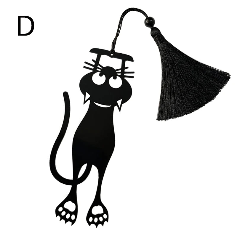 Cat Bookmarker Black Tassel on white background