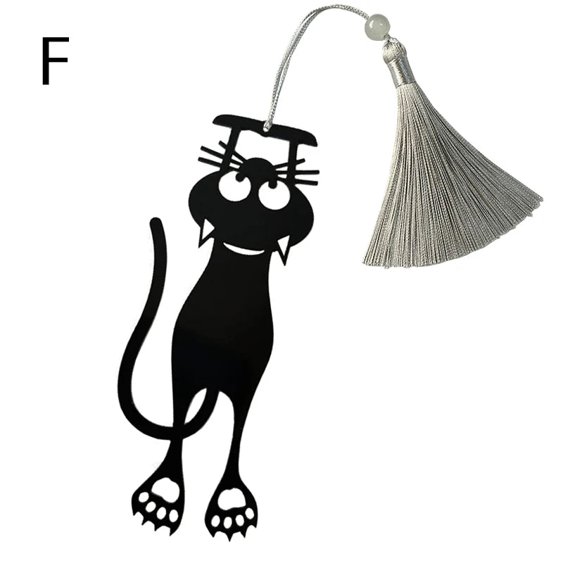 Cat Bookmarker Grey Tassel on white background