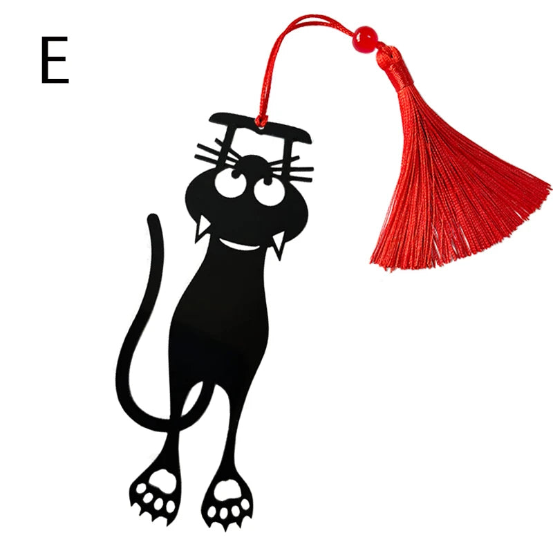 Cat Bookmarker Red Tassel on white background