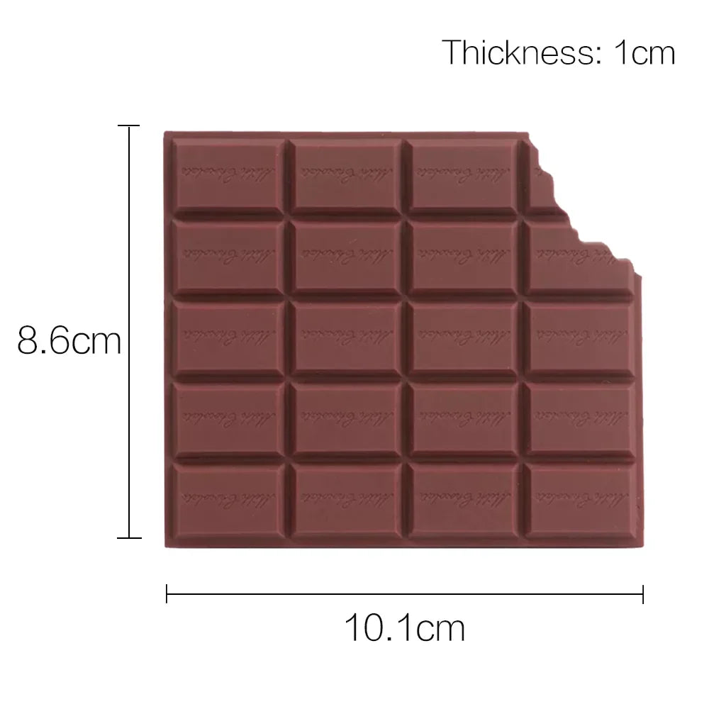 Chocolate bar with dimensions labeled on a white background
