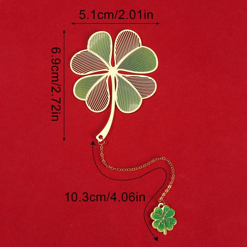 Clover Bookmark On Red Background
