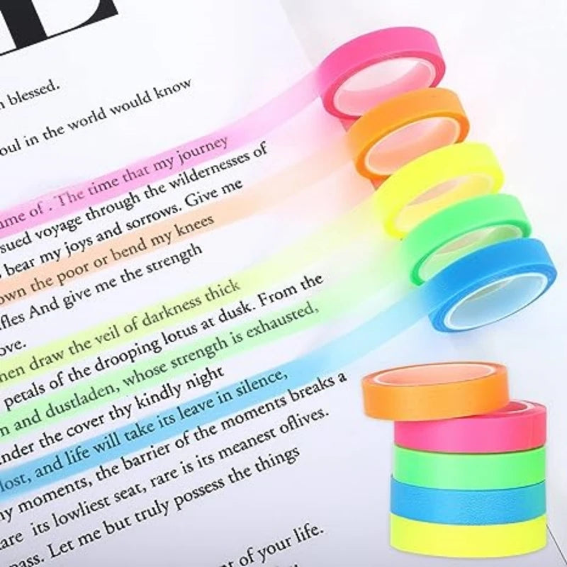 Colorful washi tape on a book page