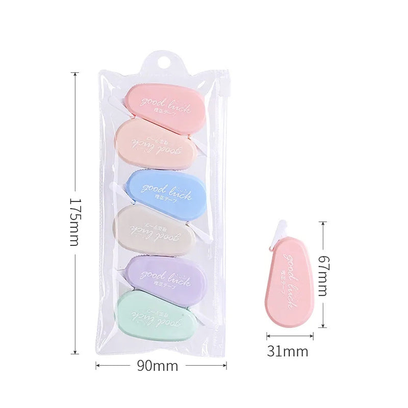 Set of pastel-colored stones with 'good luck' text in a clear package, shown with measurements.