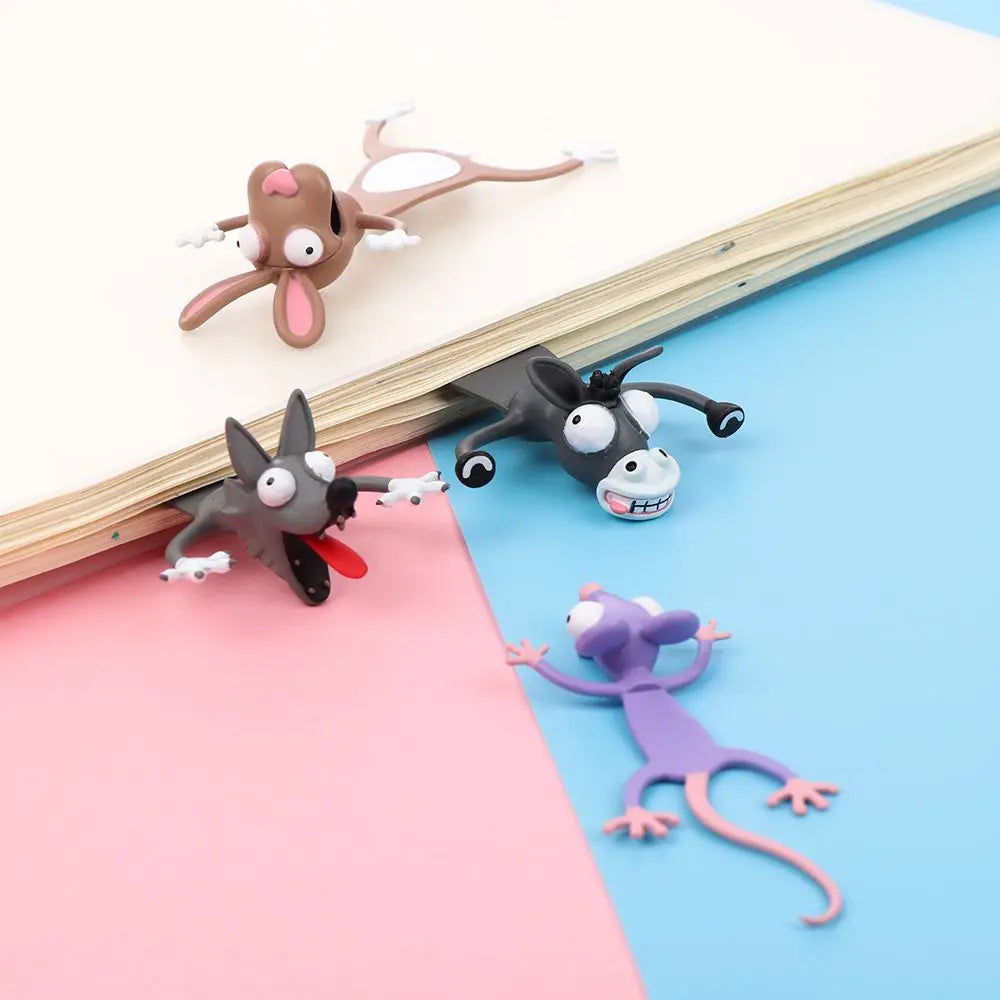 Set of cartoon animal figurines on a colorful background