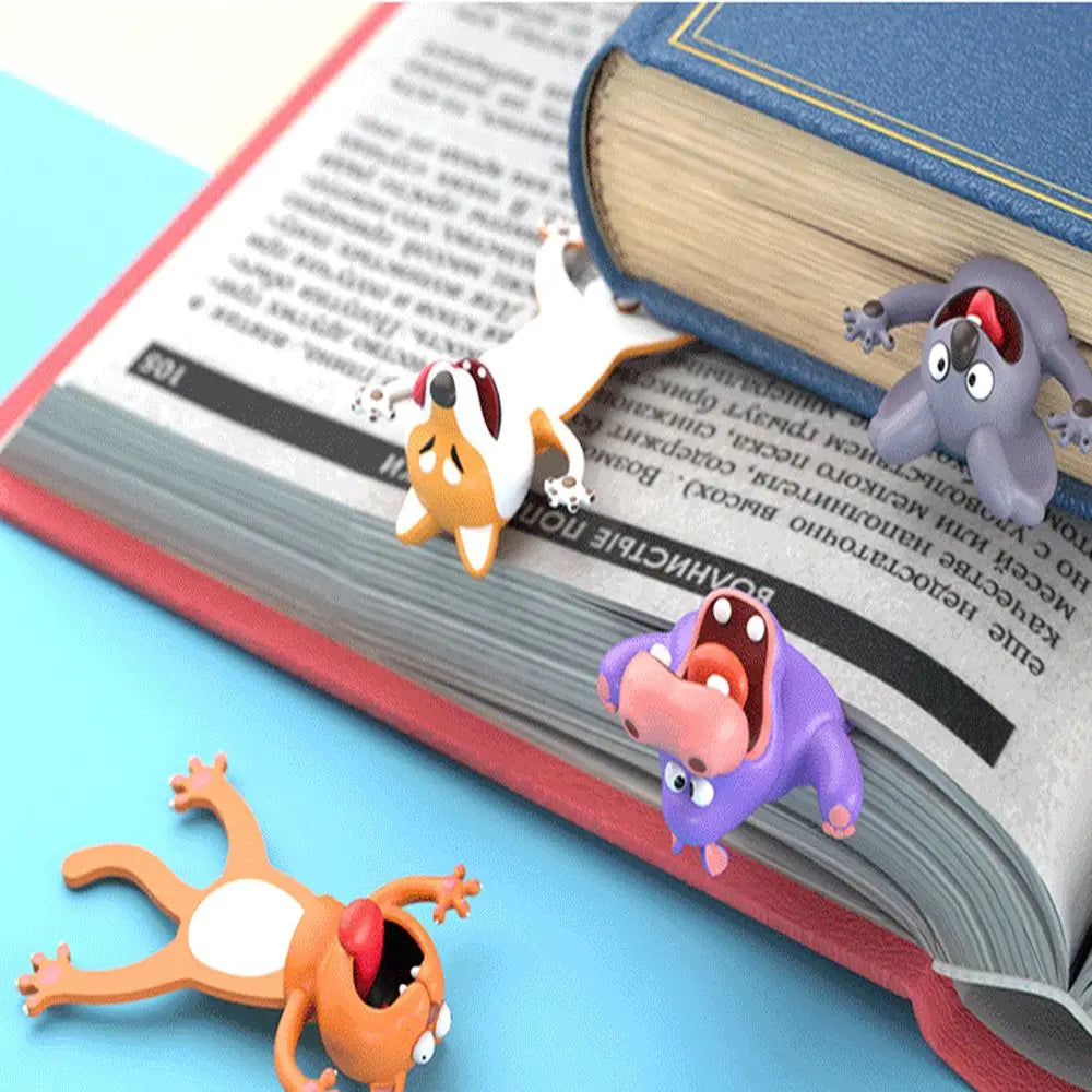 Animated characters on an open book with a blue background
