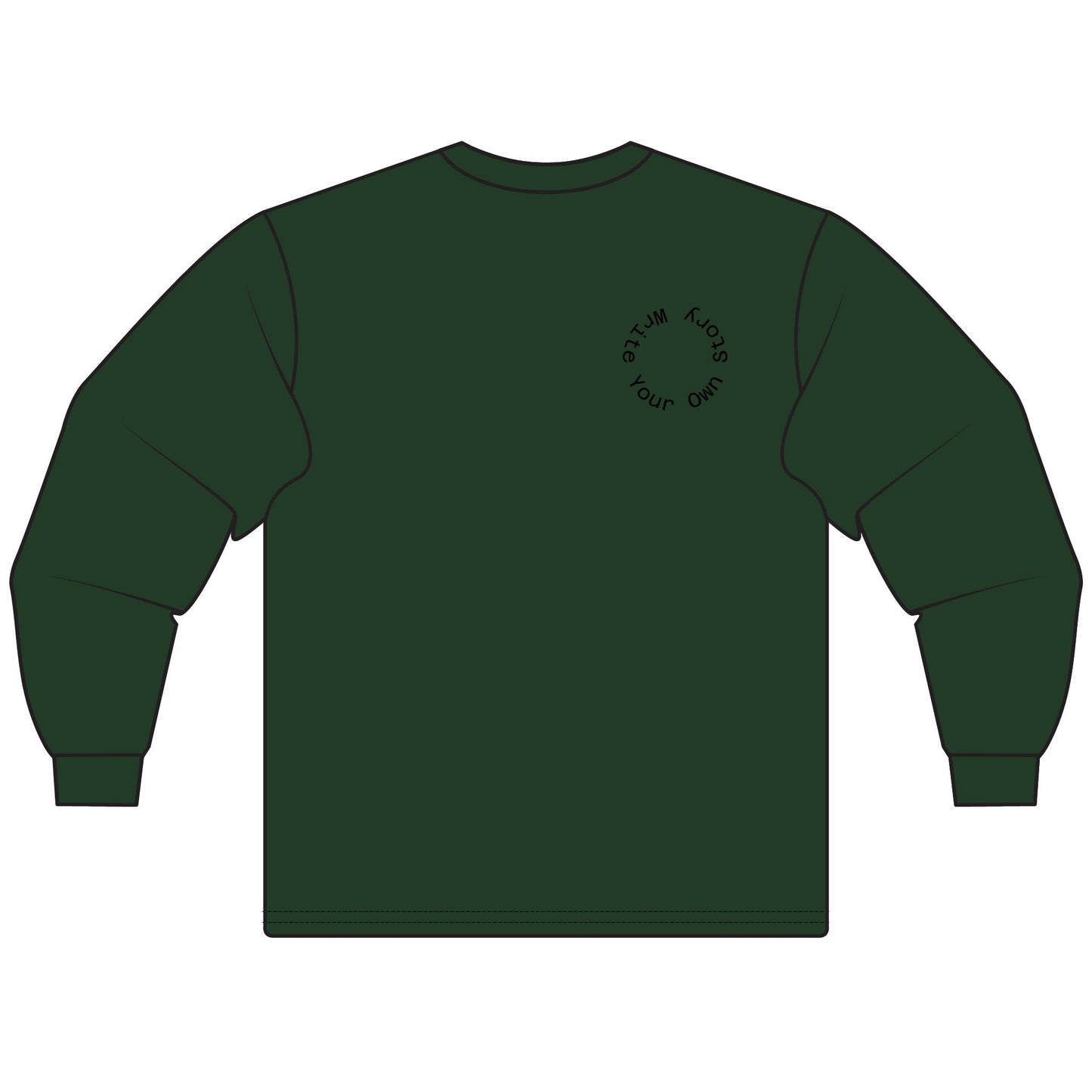 Green long-sleeve shirt with a small logo on a white background