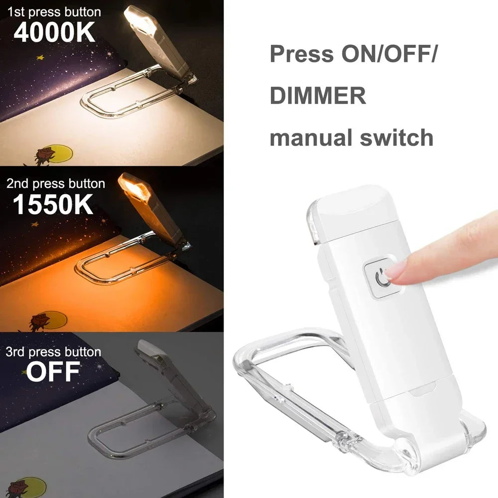 Portable light with press buttons for color temperature and dimmer control, shown on a white background.