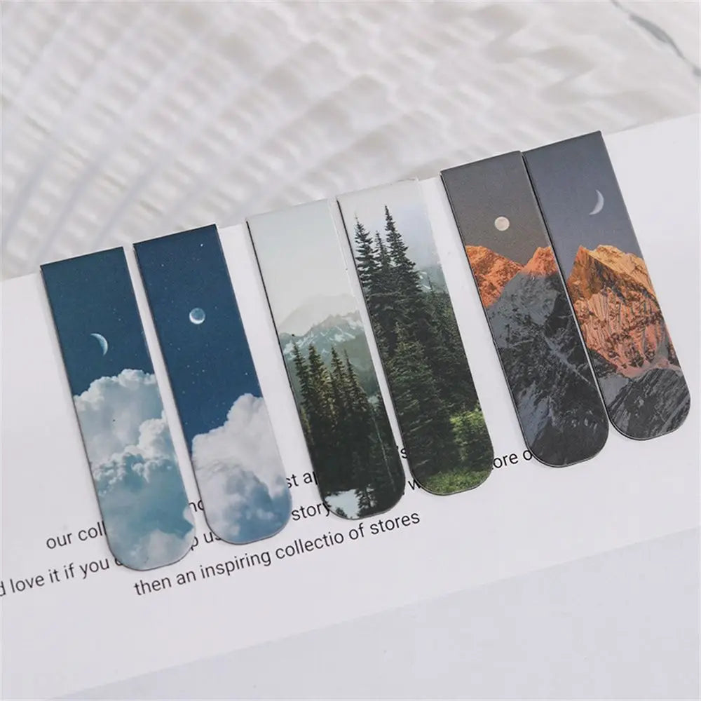 scenic bookmarks on a book page.