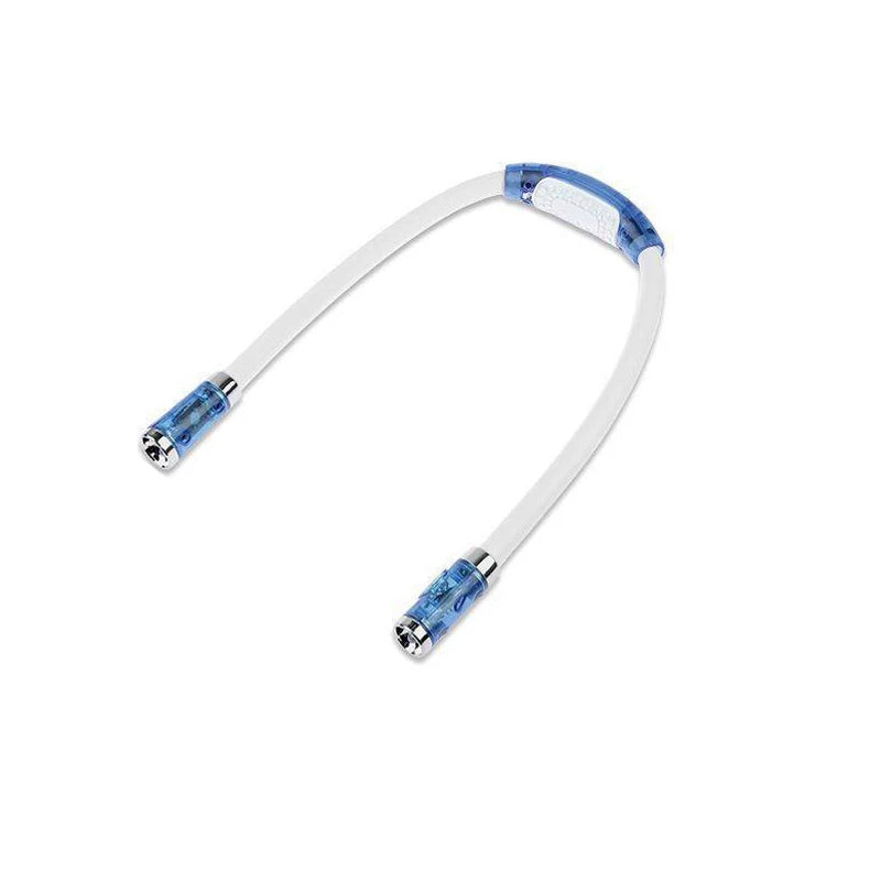 White and blue cable on a white background