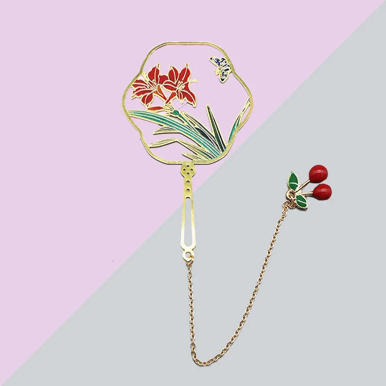 Red flowers and butterfly bookmarker