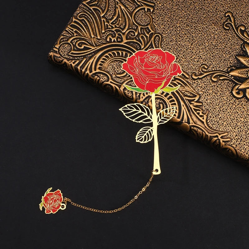 Red Rose Bookmarker On A Book