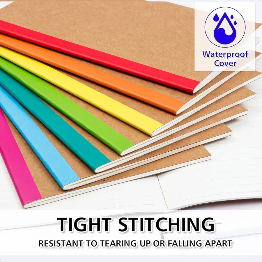 Colorful notebooks with a waterproof cover feature on a white background