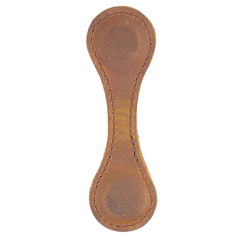 Brown leather strap on a white background