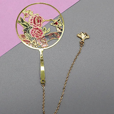 two big flower with a bird bookmark