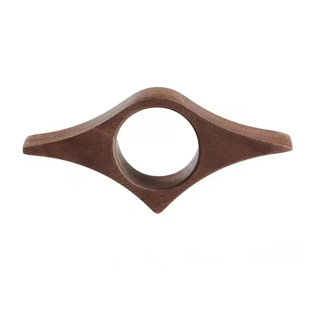 Wooden ring holder on a white background