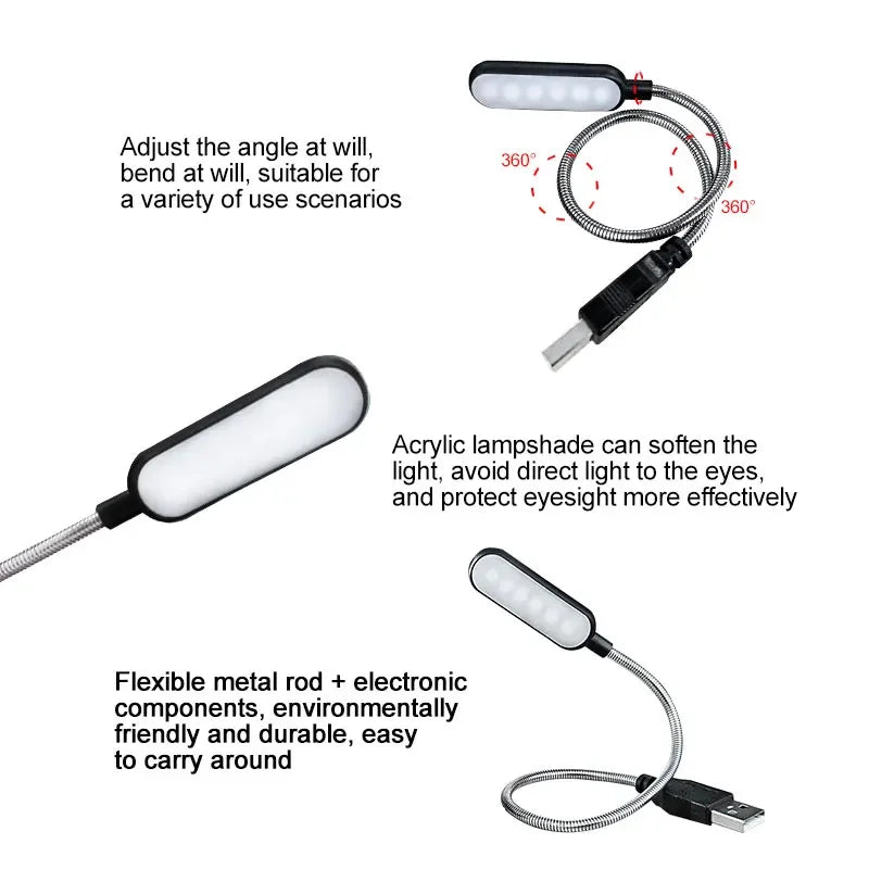 Flexible light with USB connection on a white background