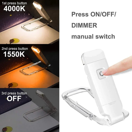 Portable light with press buttons for color temperature and dimmer control, shown on a white background.