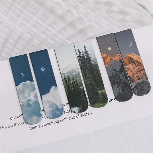 scenic bookmarks on a book page.