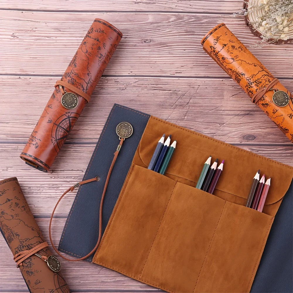 Vintage Canvas Roll Pencil Bag