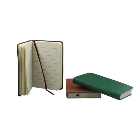Three notebooks in different colors on a white background