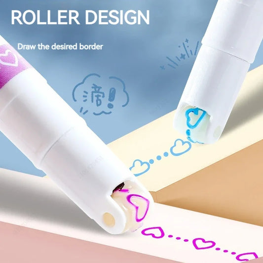 Roller design tool with colorful roller designs on a pastel background